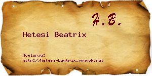 Hetesi Beatrix névjegykártya